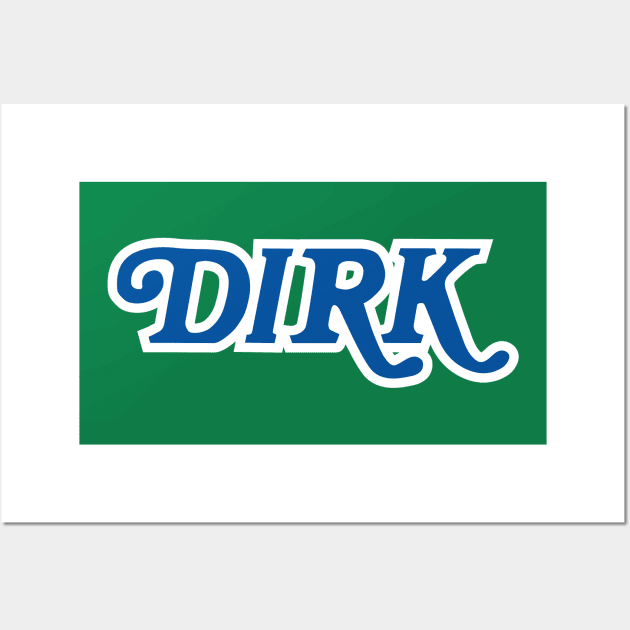 Dirk Mavs Retro Logo Blue Wall Art by Fresh Fly Threads